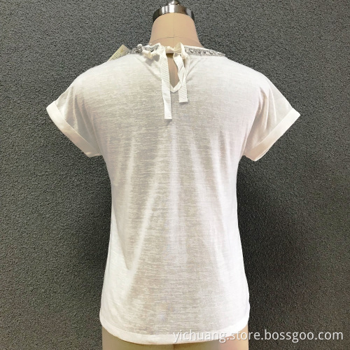 Haut en tricot de coton blanc pour femmes